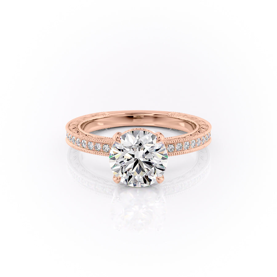 The Pave Sierra Set With A 4.5 Carat Round Moissanite
