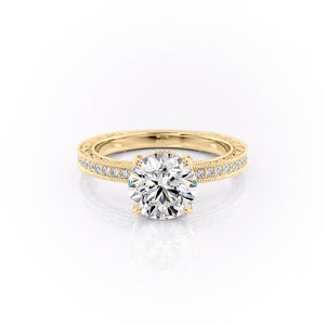 The Pave Sierra Set With A 3.5 Carat Round Moissanite