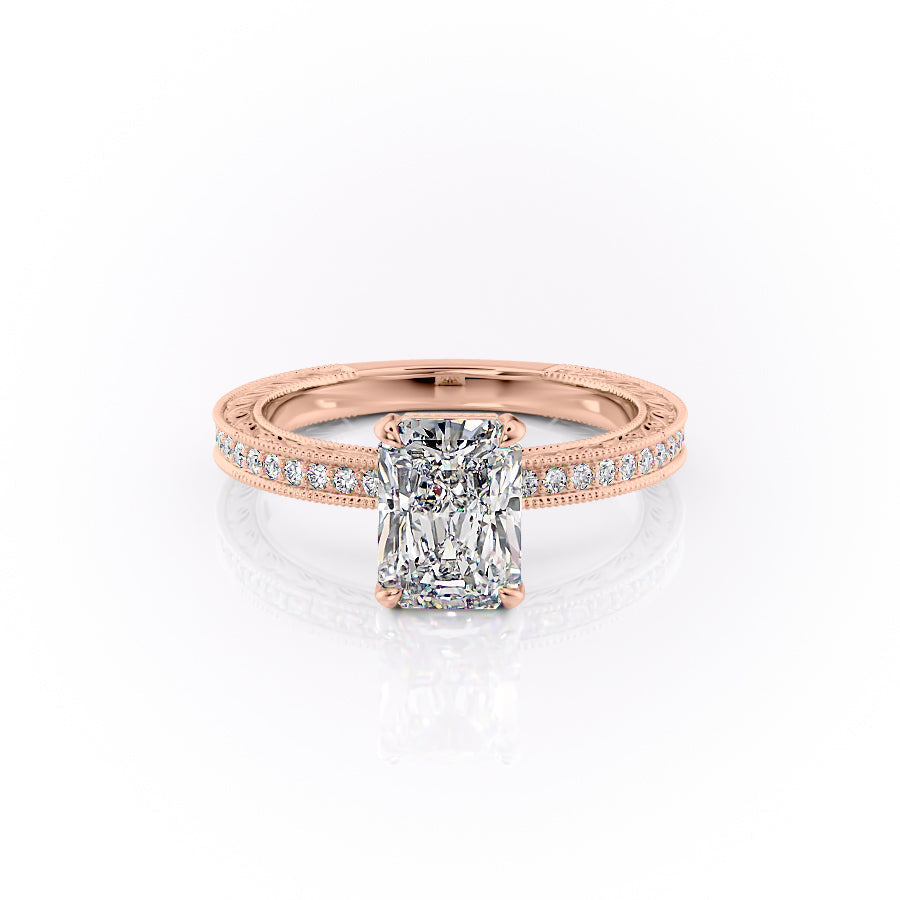 The Pave Sierra Set With A 1 Carat Radiant Moissanite