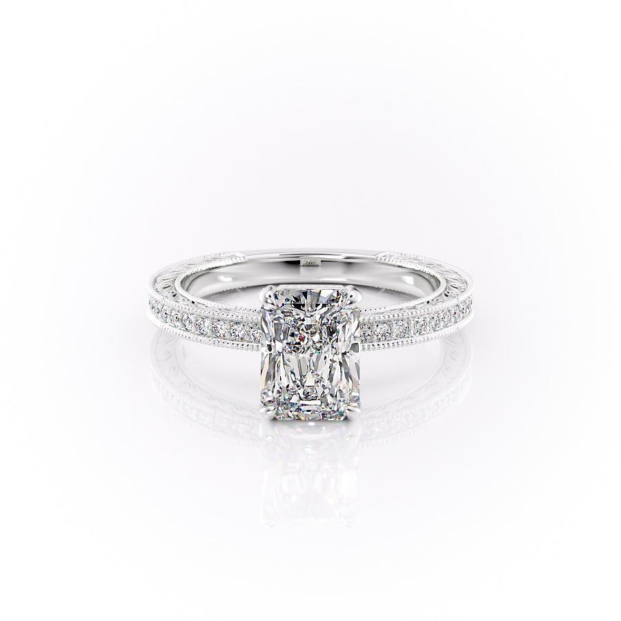 The Pave Sierra Set With A 1 Carat Radiant Moissanite