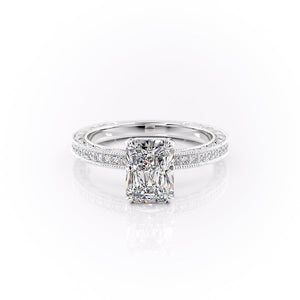 The Pave Sierra Set With A 1 Carat Radiant Moissanite