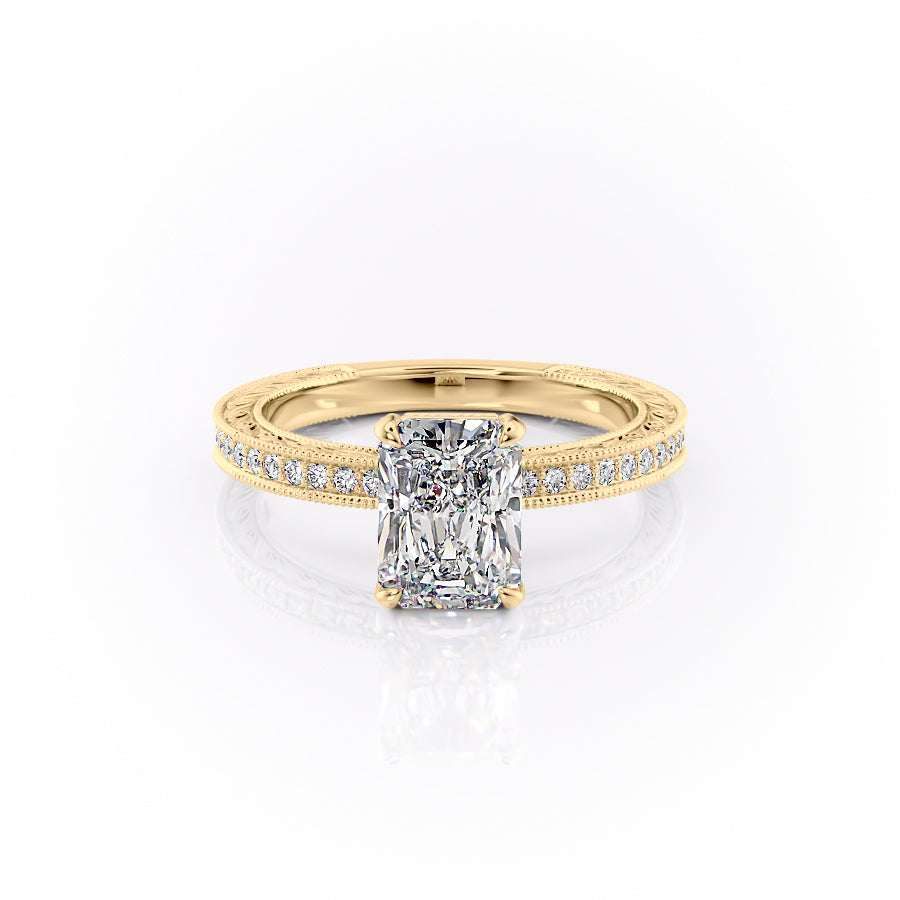 The Pave Sierra Set With A 3 Carat Radiant Moissanite