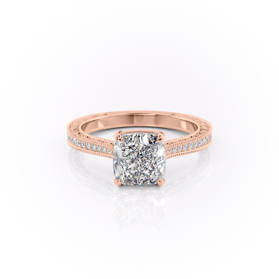 The Pave Cathedral Sierra Set With A 4 Carat Cushion Moissanite