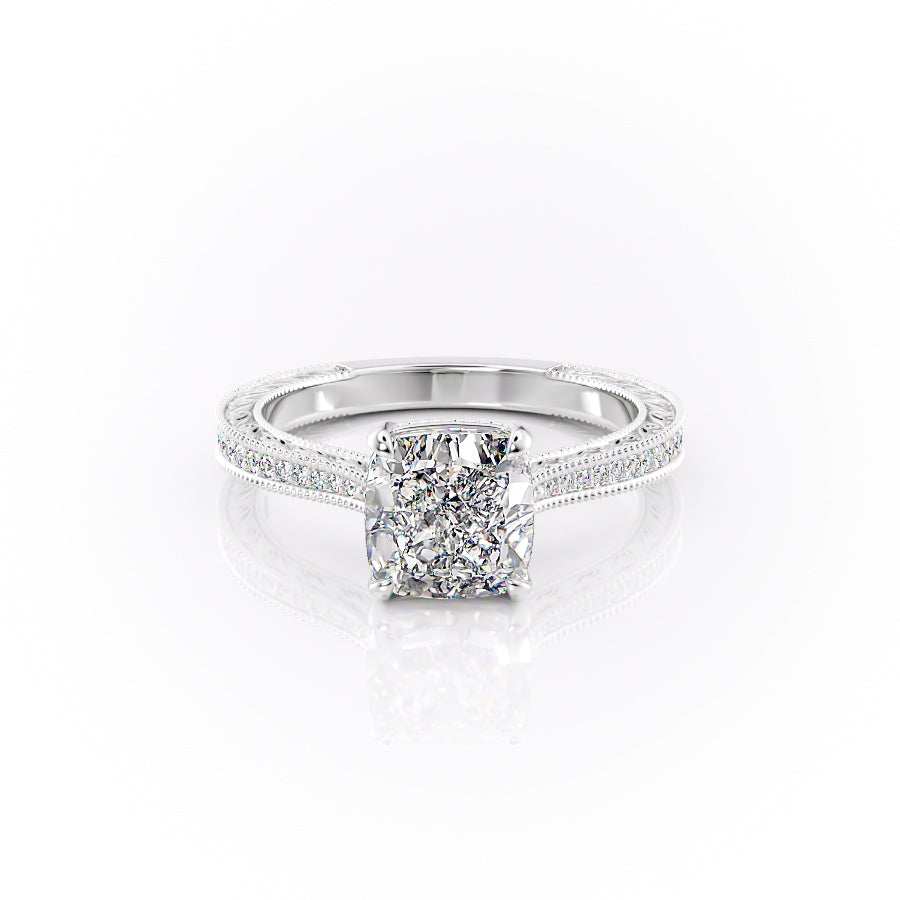 The Pave Cathedral Sierra Set With A 4 Carat Cushion Moissanite