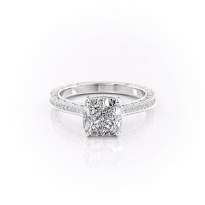 The Pave Cathedral Sierra Set With A 1.5 Carat Cushion Lab Diamond