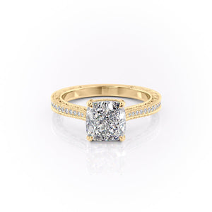 The Pave Cathedral Sierra Set With A 1 Carat Cushion Lab Diamond