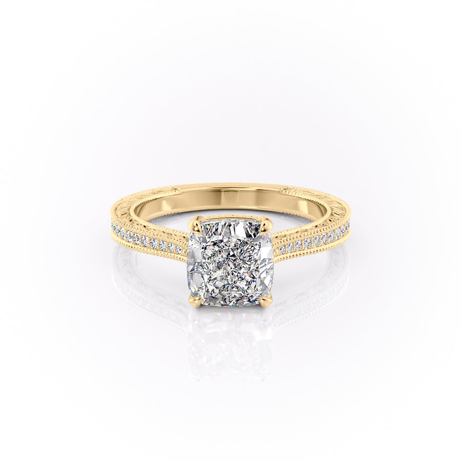 The Pave Cathedral Sierra Set With A 3.5 Carat Cushion Moissanite