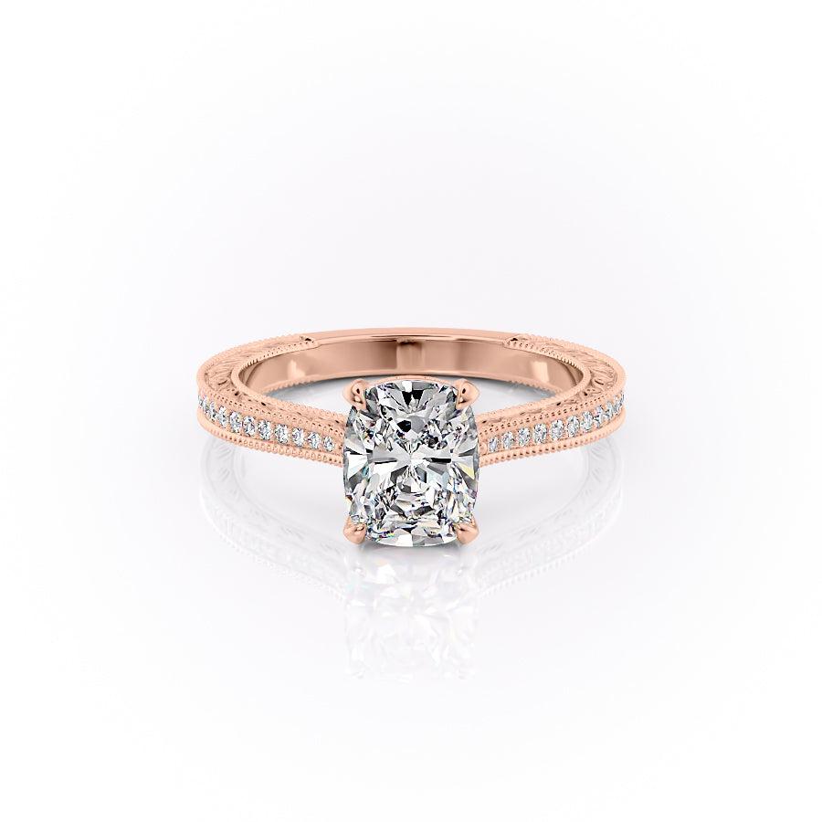 The Pave Cathedral Sierra Set With A 4 Carat Elongated Cushion Moissanite