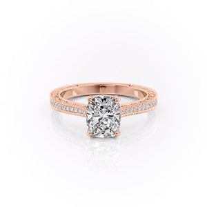 The Pave Cathedral Sierra Set With A 3 Carat Elongated Cushion Lab Diamond