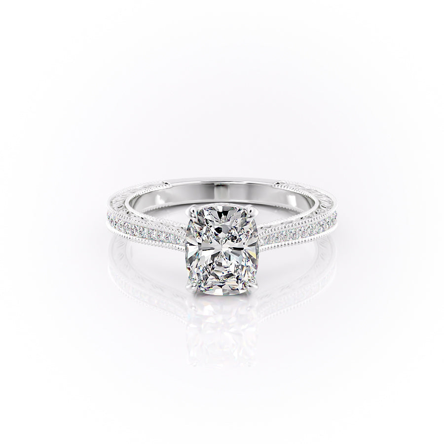 The Pave Cathedral Sierra Set With A 3 Carat Elongated Cushion Lab Diamond