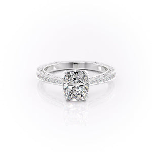 The Pave Cathedral Sierra Set With A 2 Carat Elongated Cushion Lab Diamond