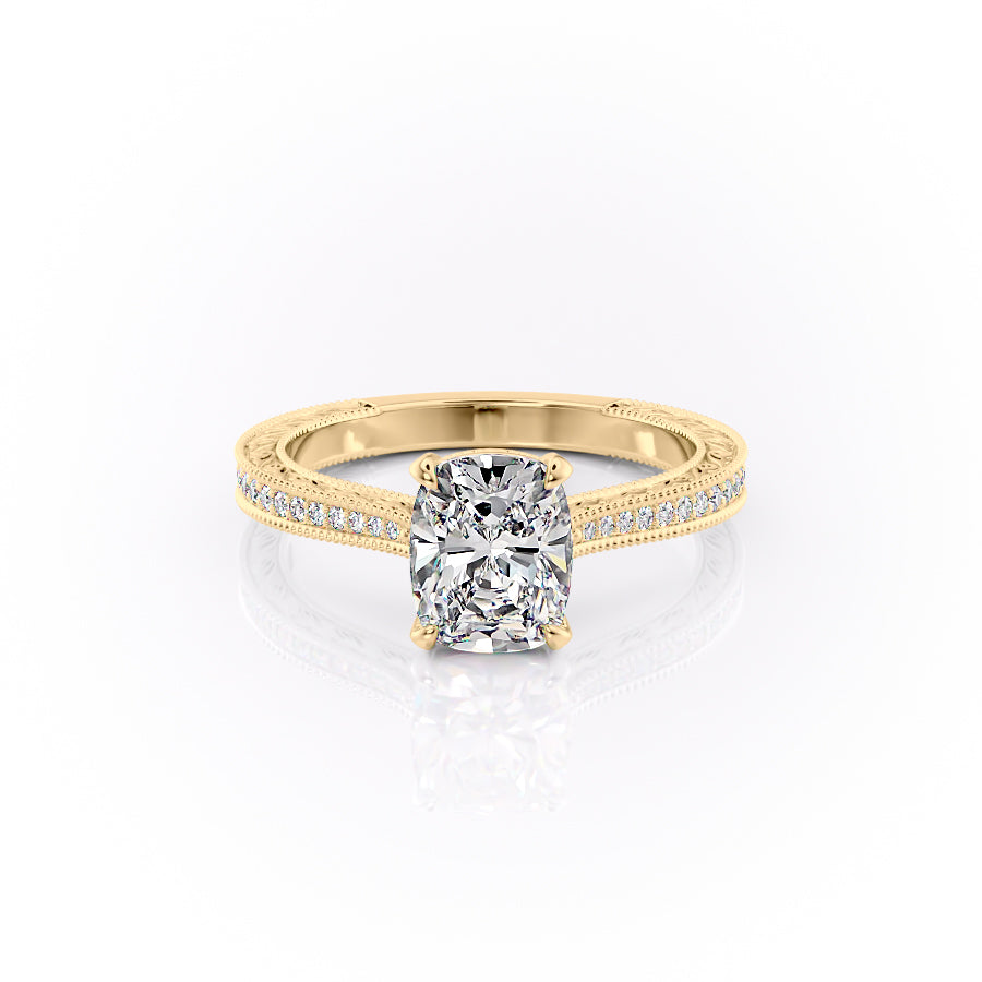 The Pave Cathedral Sierra Set With A 1.5 Carat Elongated Cushion Lab Diamond