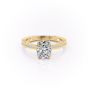 The Pave Cathedral Sierra Set With A 1 Carat Elongated Cushion Moissanite