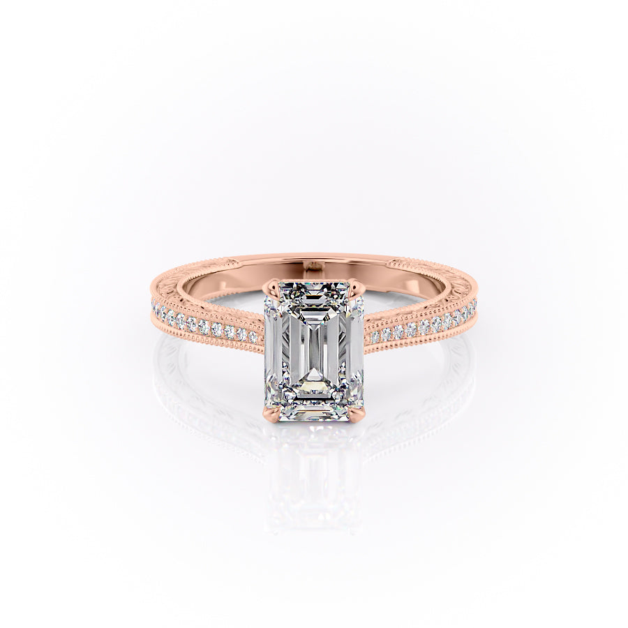 The Pave Cathedral Sierra Set With A 1 Carat Emerald Lab Diamond