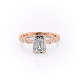 The Pave Cathedral Sierra Set With A 1 Carat Emerald Moissanite
