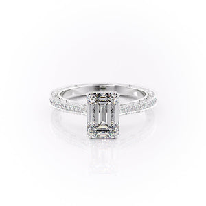 The Pave Cathedral Sierra Set With A 3.5 Carat Emerald Moissanite