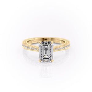 The Pave Cathedral Sierra Set With A 3 Carat Emerald Lab Diamond