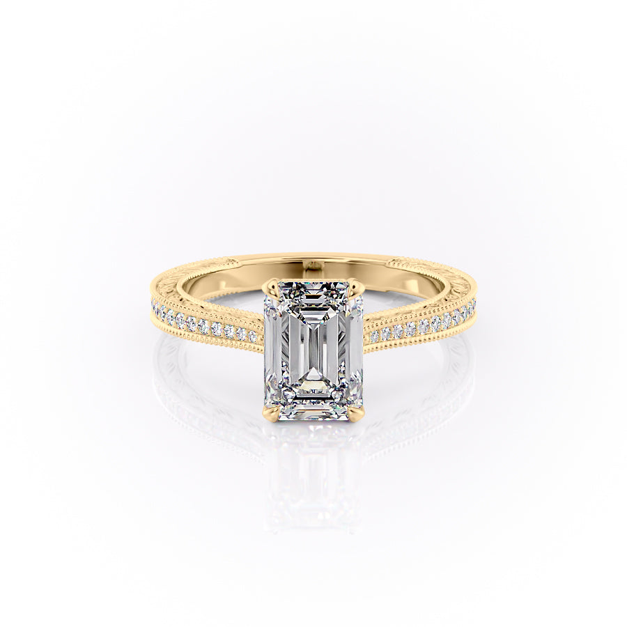 The Pave Cathedral Sierra Set With A 3 Carat Emerald Moissanite