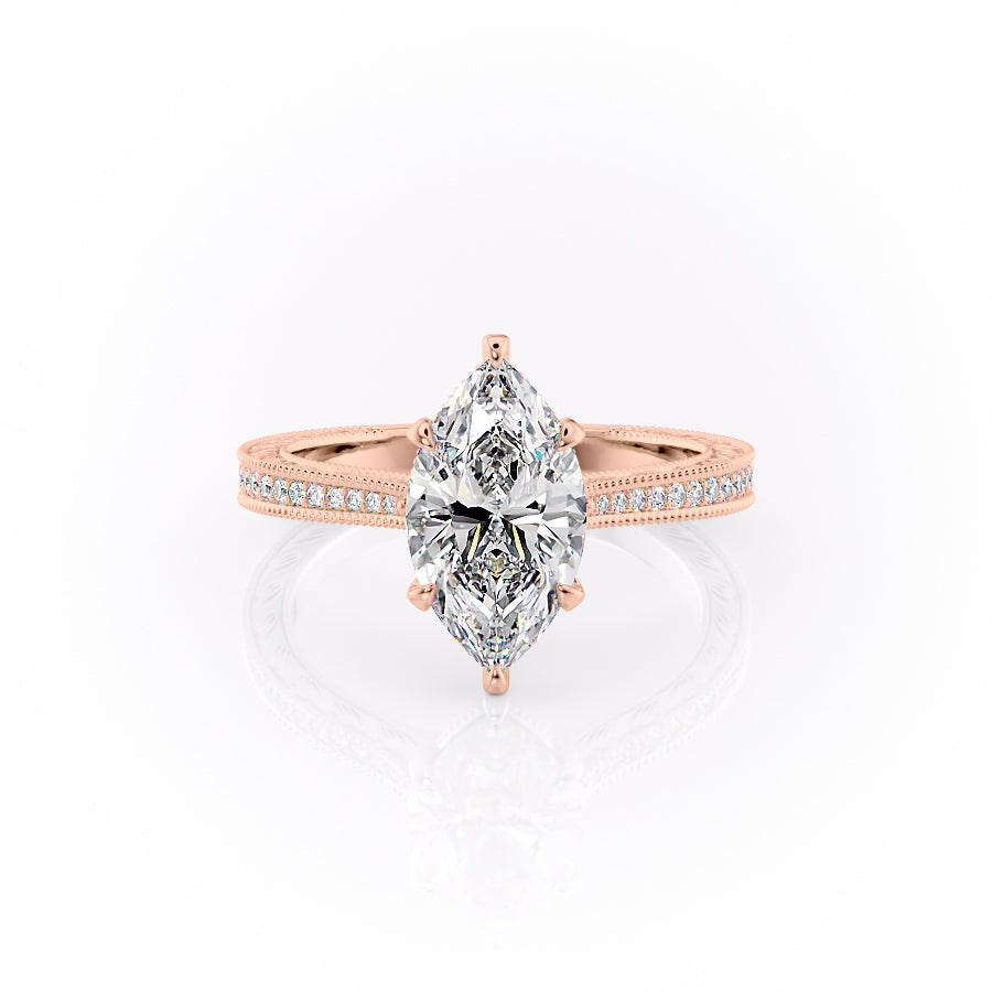 The Pave Cathedral Sierra Set With A 2.5 Carat Marquise Lab Diamond