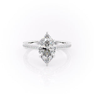The Pave Cathedral Sierra Set With A 5 Carat Marquise Moissanite