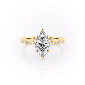 The Pave Cathedral Sierra Set With A 4.5 Carat Marquise Moissanite