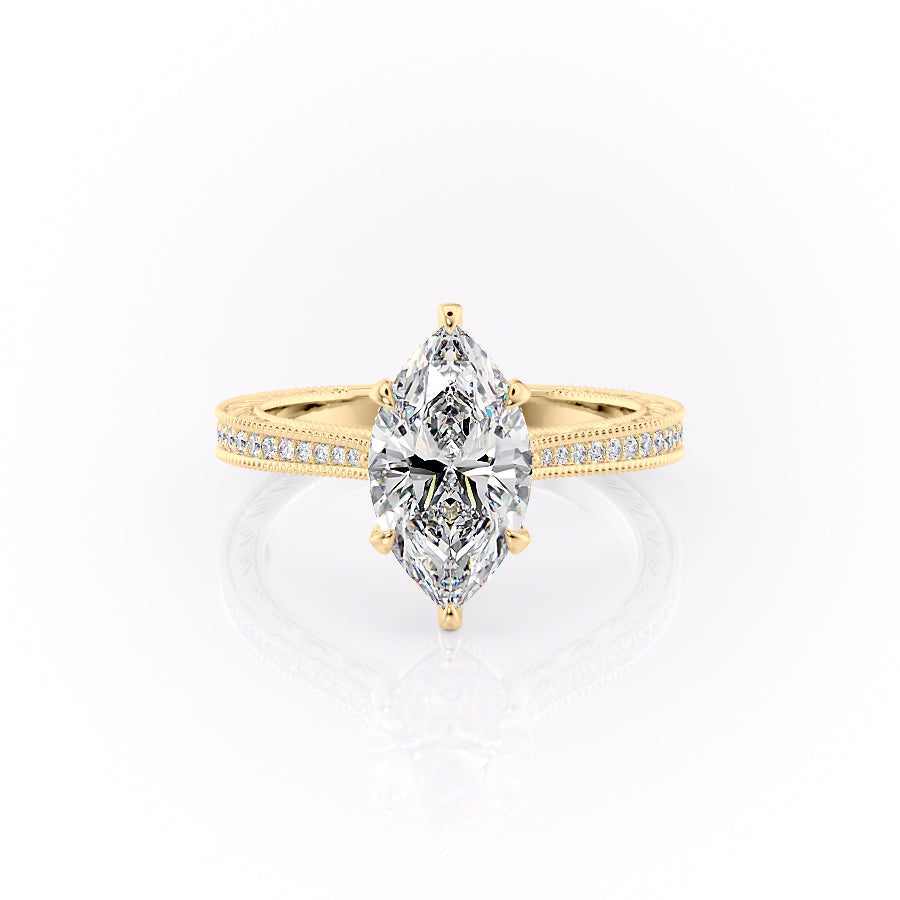 The Pave Cathedral Sierra Set With A 3 Carat Marquise Moissanite