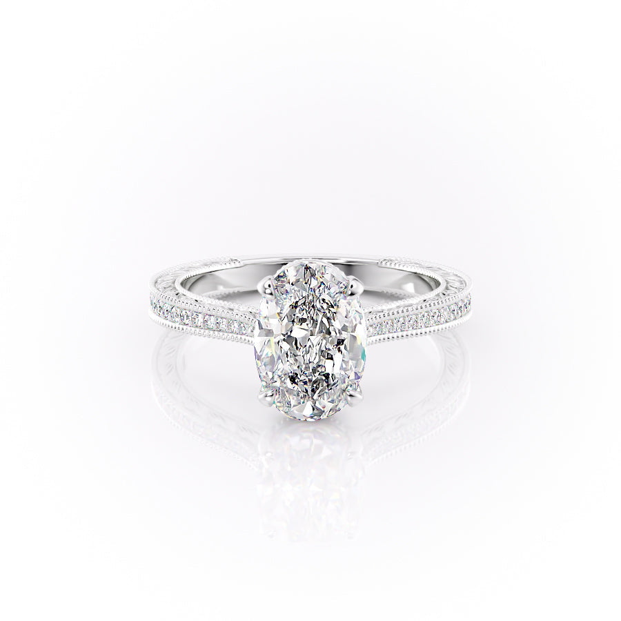The Pave Cathedral Sierra Set With A 3.5 Carat Oval Moissanite