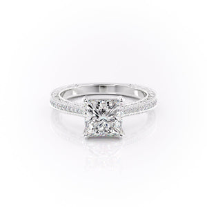 The Pave Cathedral Sierra Set With A 1.5 Carat Princess Lab Diamond