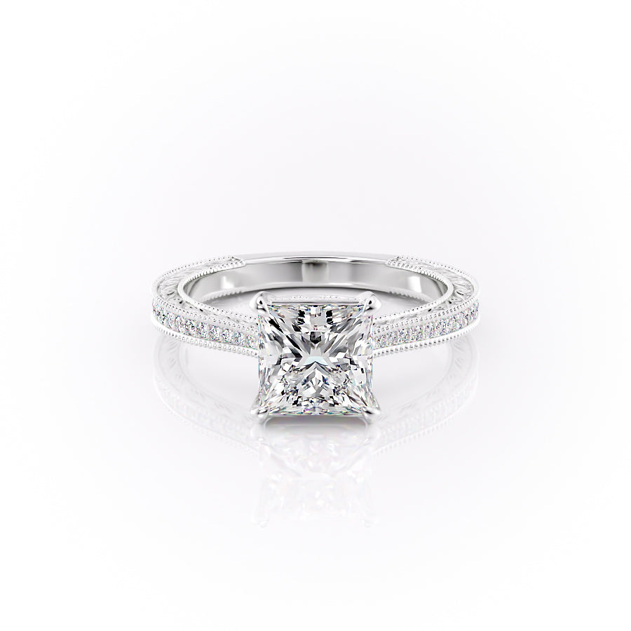 The Pave Cathedral Sierra Set With A 4.5 Carat Princess Moissanite