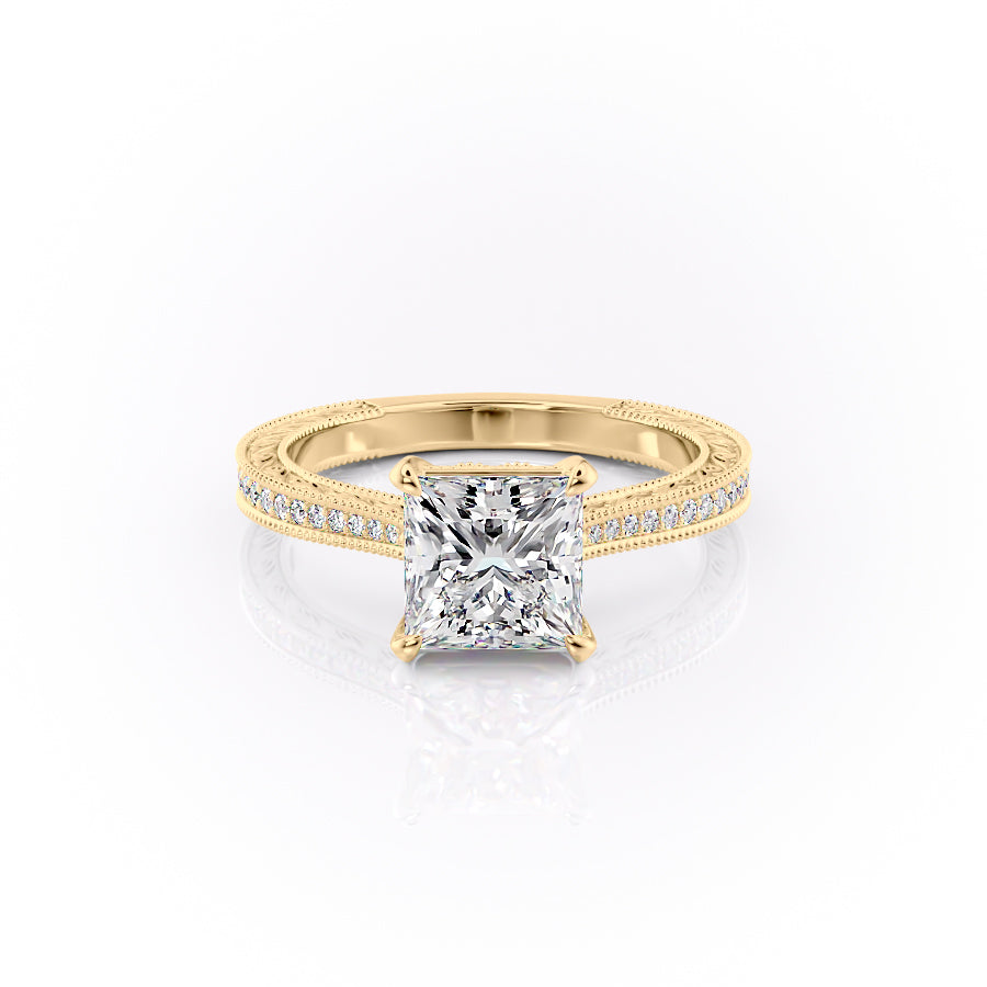 The Pave Cathedral Sierra Set With A 1.5 Carat Princess Lab Diamond