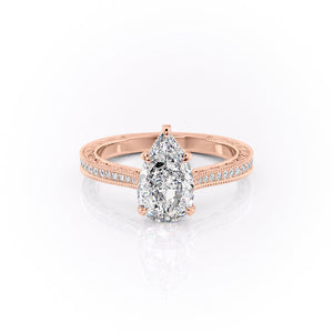 The Pave Cathedral Sierra Set With A 1 Carat Pear Lab Diamond