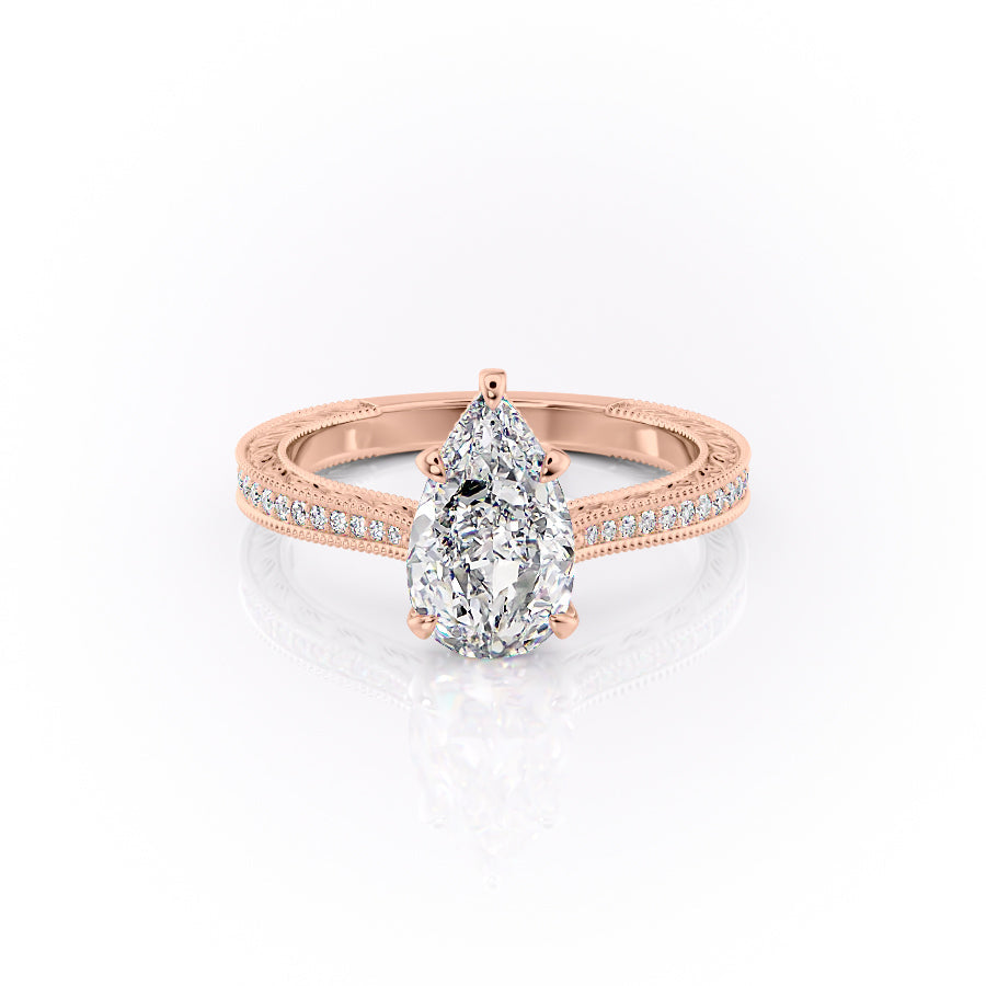 The Pave Cathedral Sierra Set With A 3.5 Carat Pear Moissanite