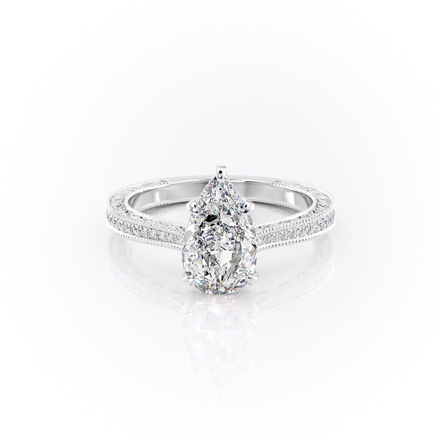 The Pave Cathedral Sierra Set With A 2 Carat Pear Lab Diamond