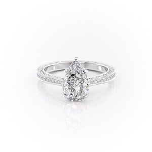 The Pave Cathedral Sierra Set With A 1 Carat Pear Moissanite