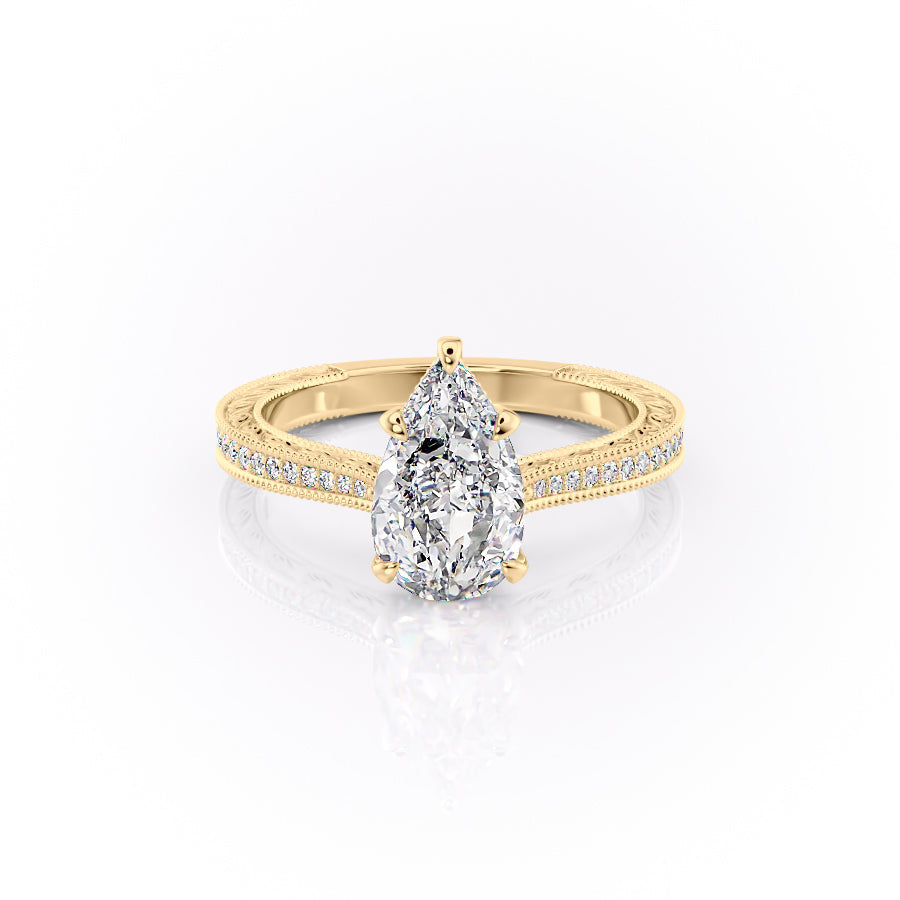The Pave Cathedral Sierra Set With A 3 Carat Pear Lab Diamond