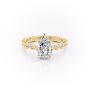 The Pave Cathedral Sierra Set With A 1 Carat Pear Moissanite