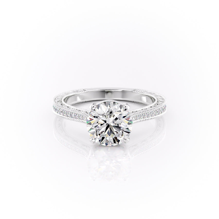 The Pave Cathedral Sierra Set With A 3.5 Carat Round Moissanite