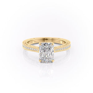 The Pave Cathedral Sierra Set With A 2.5 Carat Radiant Moissanite