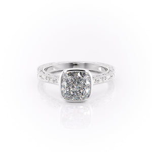 The Bezel Sierra Set With A 4.5 Carat Cushion Moissanite