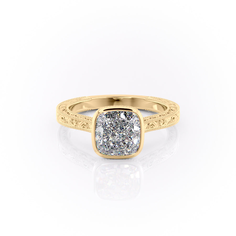 The Bezel Sierra Set With A 1.5 Carat Cushion Moissanite