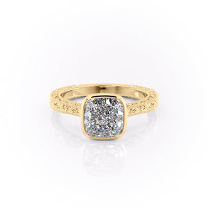 The Bezel Sierra Set With A 2 Carat Cushion Moissanite