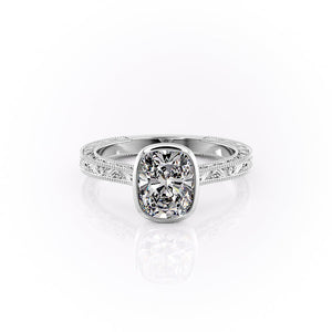 The Bezel Sierra Set With A 4 Carat Elongated Cushion Moissanite