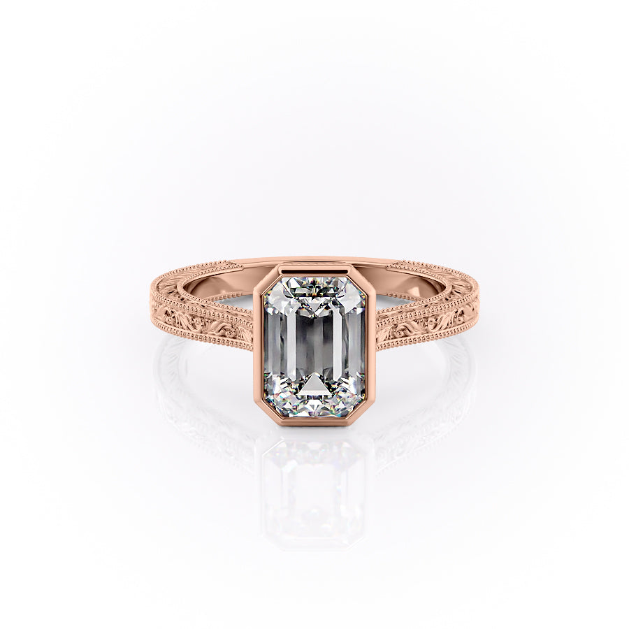 The Bezel Sierra Set With A 1 Carat Emerald Moissanite