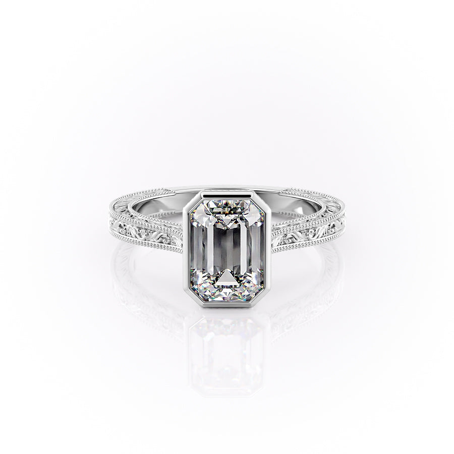 The Bezel Sierra Set With A 5 Carat Emerald Moissanite