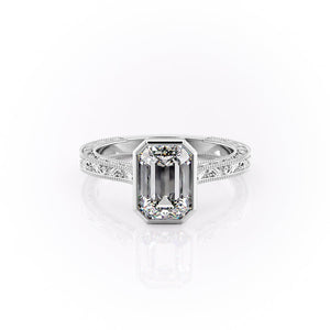 The Bezel Sierra Set With A 1 Carat Emerald Moissanite