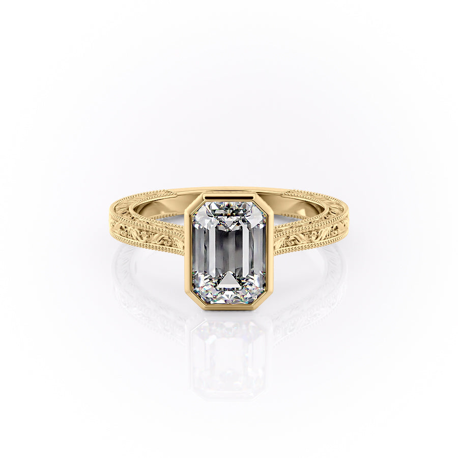 The Bezel Sierra Set With A 2.5 Carat Emerald Moissanite