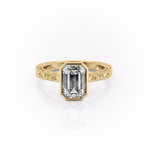 The Bezel Sierra Set With A 2.5 Carat Emerald Moissanite