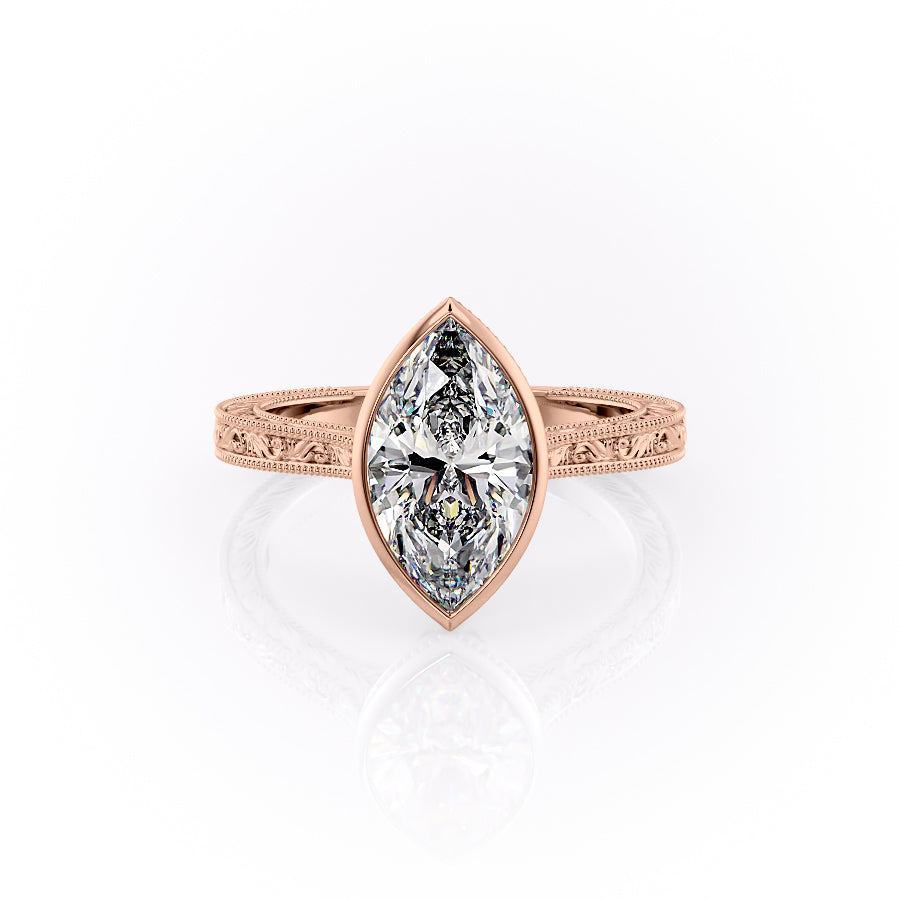 The Bezel Sierra Set With A 3.5 Carat Marquise Moissanite