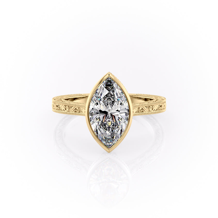The Bezel Sierra Set With A 3 Carat Marquise Moissanite
