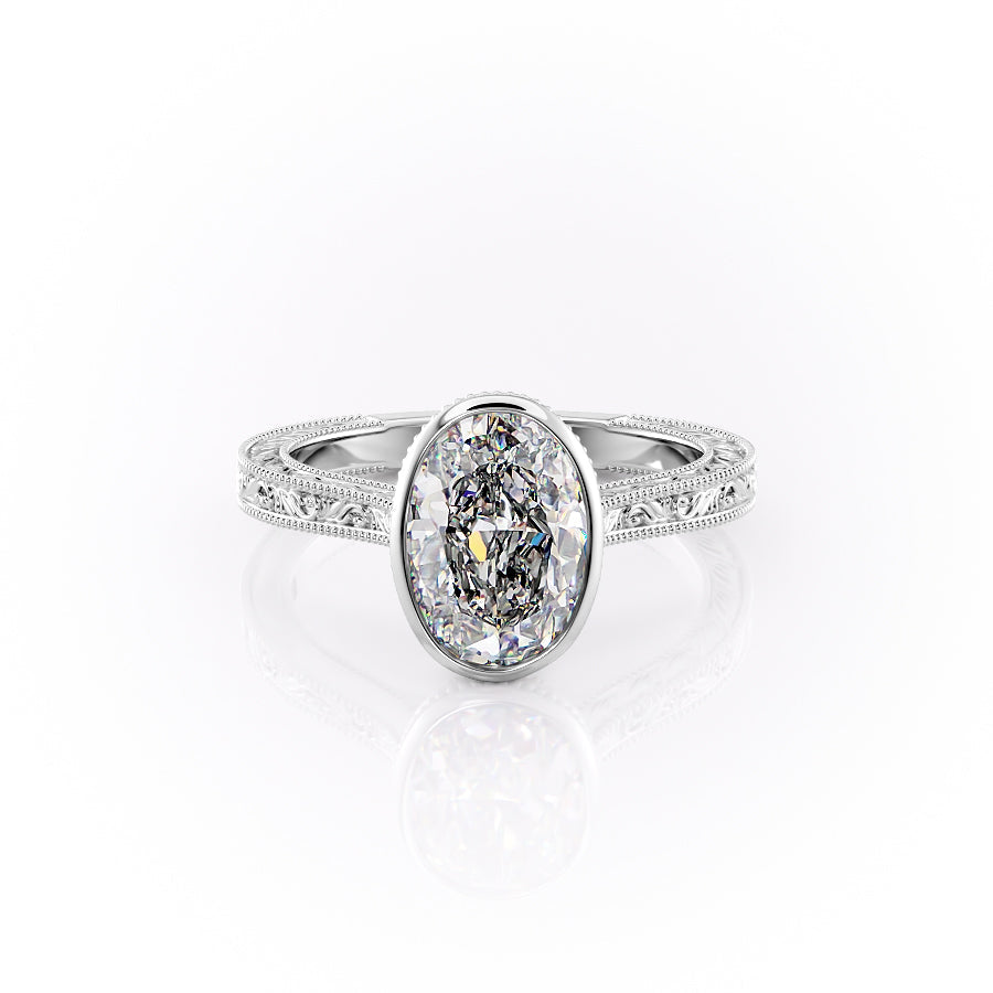 The Bezel Sierra Set With A 3.5 Carat Oval Moissanite